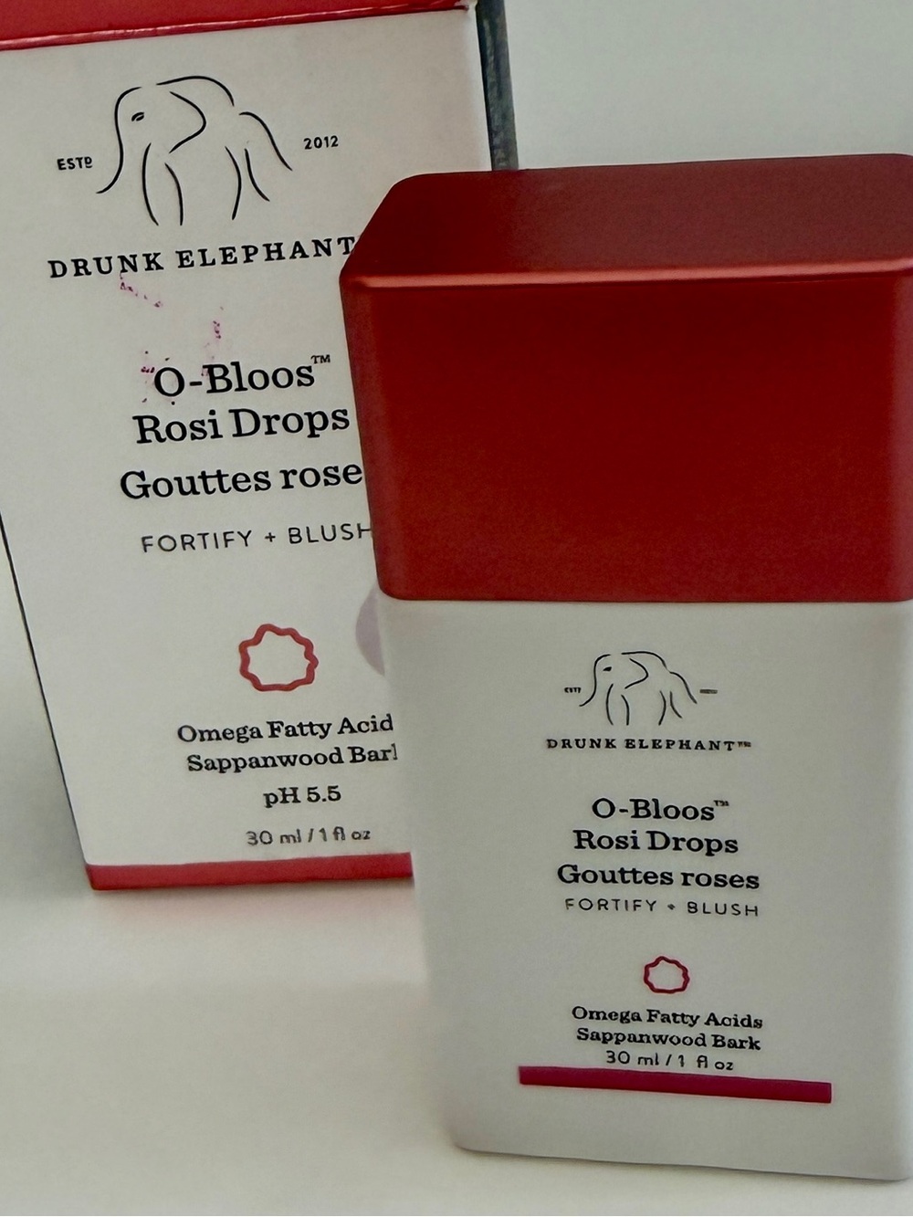 Drunk Elephant O-Bloos Rosi Drops Blush Serum 1 ounce NIB